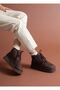 Mini Fur Lined Thick Sole Bitter Brown Lace-Up Comfortable Women's Boots - 4