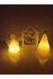 Christmas Ornament Led Pine Tree House and Angel Decoration Set 10-12-14 cm 2 Pcs Led Is Included - 4