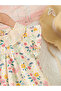 Girls Beige Cotton Floral Peter Pan Dress - 4