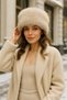 Beige Plush CALPAK HAT | Faux Fur Winter Women's Hat SPK1146-1