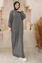 Crew Neck Balloon Sleeve Knitwear Dress Anthracite Hm2518 - 2