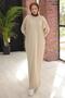 Crew Neck Balloon Sleeve Knitwear Dress Cream Hm2518 - 4
