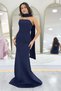 Shawl Collar Detail Strapless Mermaid Evening Dress Powder, Baby Blue, Black, Red, Navy Blue, White