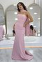 Shawl Collar Detail Strapless Mermaid Evening Dress Powder, Baby Blue, Black, Red, Navy Blue, White - 4