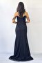 Strapless Beaded Slit Evening Dress Khaki, Black, Navy Blue, Gold - 8