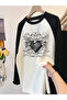 Streetwear Design Raglan Long Sleeve Printed White T-Shirt