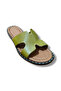 Women's Genuine Leather H Model Low Sole Slippers - 6