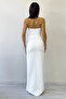 Strapless Stone Design Slit Mermaid Evening Dress White, Cobalt Blue, Powder, Red, Baby Blue, Black, Yellow - 9