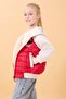Girl's Plush-Lined Hooded Quilted College Jacket – Red - 4