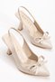 Julia Patent Leather Women's Beige Sport Bow Shoes Stiletto Heel U - 4