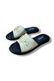 Women's Genuine Leather Braided Single Strap Buckle Slippers - 7