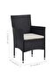 3 Piece Bistro Set Poly Rattan and Tempered Glass Black - 3