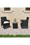 3 Piece Bistro Set Poly Rattan and Tempered Glass Black