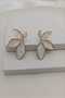 White Pearlescent Iconic Gold Leaf Women's Earrings (4.5 cm) - 3