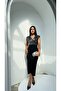 Top Sequin Skirt Crepe V-Neck Zero Sleeve Midi Length Dress