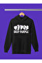 Deep Purple Printed Cotton Long Sleeve Ribbed 3-Ply Hooded Rock Sweatshirt