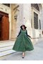 Green Cotton Plaid Gilet Dress - 7