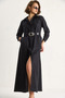 Women's Black Buttoned Pocket Detailed Belted Shirt Dress 60284073 - 4
