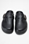 Women's Closed-Front Buckle Sabo Casual Slippers Genuine Leather Zy 4000 Black - 5