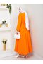 Women's Standard Collar Buttoned Fixed Belted Loose Sleeve Hijab Dress - 4