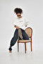 Unisex Oversize Sweatshirt Tiger Letter Printed White – Crew Neck, 3 Thread Raster Printing - 2