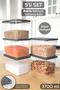 5 Pieces Deep Food Storage Container with Labels - Legume Sugar Flour Container Food Storage Box 3700 ml Transparent