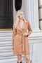 Women's Lightweight Lycra Suede Fabric Wrap Double-Breasted Pocketed Long Sleeve Knee-Length Trench Coat-Camel - 4