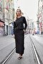 Women's Silky Stretchy Modal Fabric High Waist Pocketed Elastic Waist Side Slit Long Skirt-Black - 2