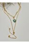 Paperclip Chain Eye Necklace and Elevator Necklace Steel Double Necklace - 2