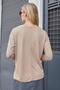 Women's Quality Modal Stretchy Fabric V-Neck Off-Shoulder Capri Three-Quarter Sleeve Lightweight Loose Blouse-Camel - 2