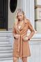 Women's Lightweight Lycra Suede Fabric Wrap Double-Breasted Pocketed Long Sleeve Knee-Length Trench Coat-Camel - 3