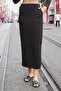 Women's Silky Stretchy Modal Fabric High Waist Pocketed Elastic Waist Side Slit Long Skirt-Black - 5