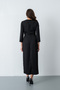 Women's Black Accessory Detail Satin Invitation Dress - 5