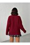 Women's Burgundy Diamond Patterned Comfortable Fit Knit Sweater - 7