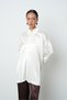 Women's Ecru Color Plain Long Oversize Cut Hijab Shirt - 3