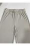 Women's Comfortable Fit Ottoman Fabric Beige Trousers - 2
