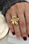 5 Petal Flower Gold Women's Ring (3cm)