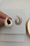 White Enamel Double-Way Gold Women's Earrings (3cm) - 2
