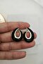 Black Enamel Double-Way Gold Women's Earrings (3cm) - 2