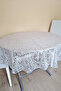 Transparent Oil-Cloth Coating Lace Look Round Table Cloth -137 cm Diameter -White Color-Hsr - 2