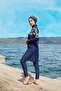Ebru model shoulder patterned lycra design hijab two-piece swimsuit set - 5