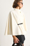 Women's Cream Gold Button Detailed Belted Poncho 2712 60261570 - 5
