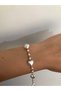 Pearl Heart Model Gold Detail Shiny White Bracelet - 2