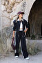 Black Color Block Back Letter Printed Bomber Jacket - 3