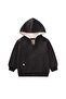 Hooded Zippered Cardigan 1-14 Years Old Black