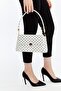 Patterned White Women's Retro Front Flap Leather Look Shoulder Bag - 4