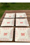 6-Piece Tea Glass Coaster Set Pink Bow Ceramic Handmade Elegant Design Guest Tea Plates - 2