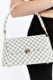 Patterned White Women's Retro Front Flap Leather Look Shoulder Bag - 2