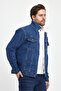 Men's Plush Fur Basic Casual Blue Denim Jacket - 5