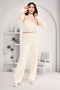 Half-Finger Knit Crop Sweater Pants Knitwear Top-And-Bottom Set - 4